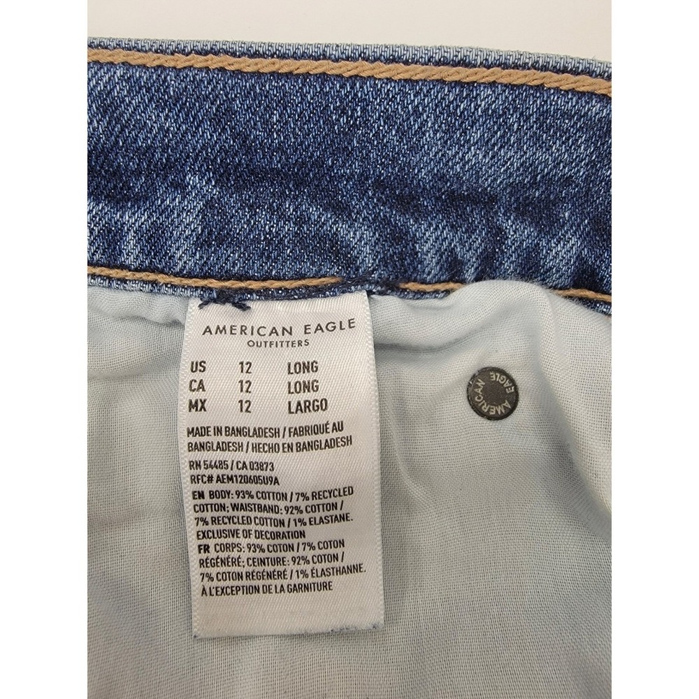 American Eagle Low-Rise Baggy Jeans Womens 12 Long Blue Wide Leg Y2K Retro Denim - Picture 4 of 14